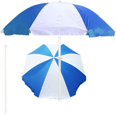 Rainpopson 7ft Garden Umbrella with Hight Adjustable – Waterproof, UV Protected Umbrella(Blue, White)