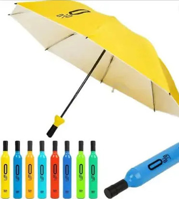 PARTY BREEZE Double Layer Portable Folding Wine Bottle Umbrella With Cover UV Protection Umbrella(Yellow)