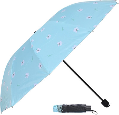 Flipkart SmartBuy 3 Fold Floral Printed Rain Sun & UV Rays Protective Manual Open Umbrella(Green)