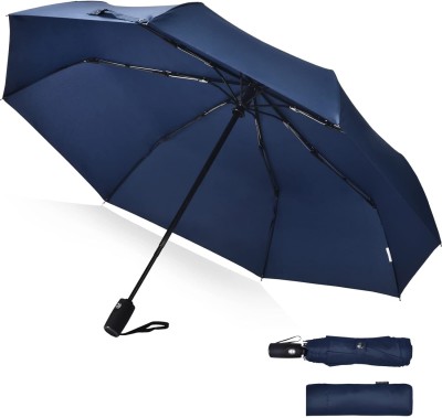 LAKSHMINARAYAN SALES Blue 3 fold Auto Open-close Travel Umbrella for Rain Windproof Strong for Rain Umbrella(Blue)