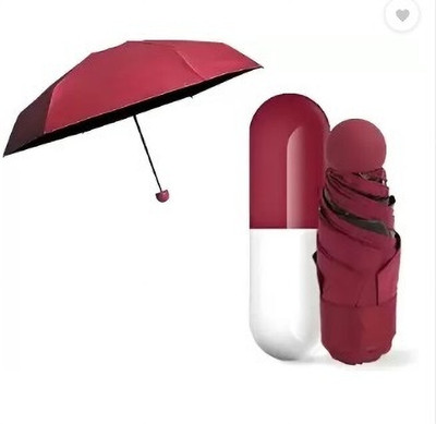 Jenienterprisee Small Mini Umbrella with Cute Capsule 3 Folding Compact Pocket Umbrella Green Umbrella(Maroon)