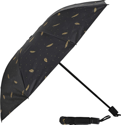 Flipkart SmartBuy 3 Fold Printed Rain Sun & UV Rays Protective Black Coated Manual Open Umbrella(Black)