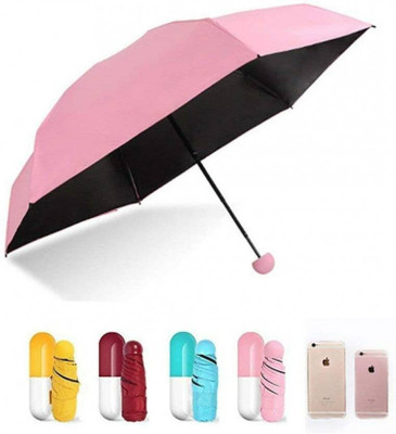Neelmohi Stylish Capsule Mini Travel Umbrella 4 fold Compact Umbrella Umbrella(Multicolor)