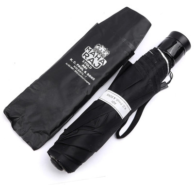 K.C. PAUL & SONS Maharaja 3 Fold 23-Inch large Umbrellafor Men & Women (Manual, Black/Silver) Umbrella(Black, Silver)