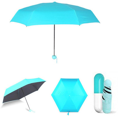 UNIQ Capsule Shape Mini Compact Foldable Handy UV Protection & Rain Umbrella(Blue)