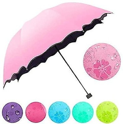 WizzyEssential Magic Umbrella Changing Secret Blossoms Double Layer Water Magic Print 3 Fold Umbrella(Multicolor)