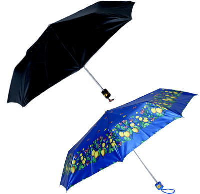 Akshar Tabla Mart 2pcs combo 3fold premium quality cloth & metal frame Umbrella(Black,Multicolor) Umbrella(Black, Multicolor)