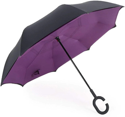 promise plus group Double Layer Inverted Umbrella C-Shaped Handle UV Protection Car Rain Outdoor Umbrella(Violet)