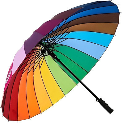 ASTRELLA ARUG_Rainbow Umbrella Windproof Waterproof Long Handle Rain & Sun Umbrella(Multicolor)