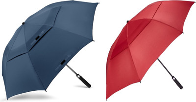 Samurai J.Calli Double Vented Canopy With Easy Button Rain Protection Umbrella Pack of 2 Umbrella(Blue, Red)
