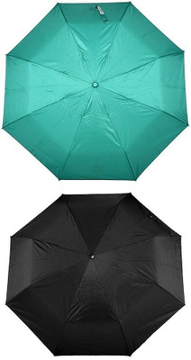 Bizarro.in 3 Fold Set of 2 Plain Office Men::Women_60 Umbrella(Green)
