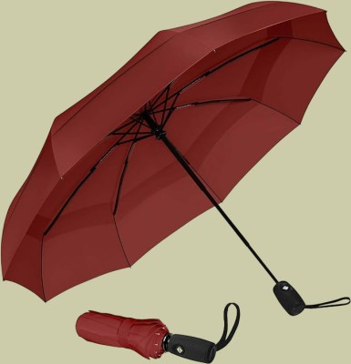 COROID Travel Umbrella with Teflon Coating, Auto Open Close Light weight Sun&Rain Umbrella(Maroon)