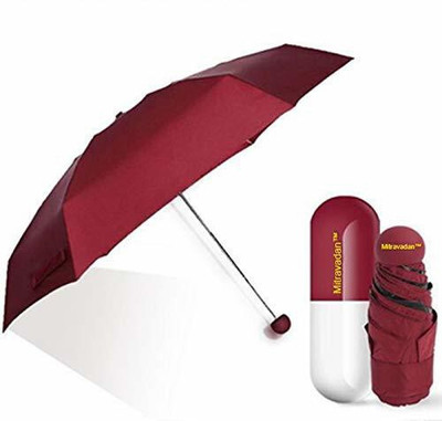 Jenienterprisee Foldable Mini Cute Lights and Small Capsule Umbrella Umbrella(Maroon)
