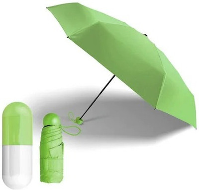 MEZIRE GREEN Designer Ultra Mini UV Coated 4-Fold Travel Capsule Umbrella(Green)