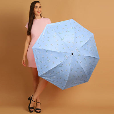 Umbrella mart 3 Fold Printed Rain and Sun Protective Manual Open Umbrella(Multicolor)