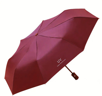 Owme Gradiant UV Coated 3 Fold Auto Umbrella for Summer & Monsoon Umbrella(Maroon)