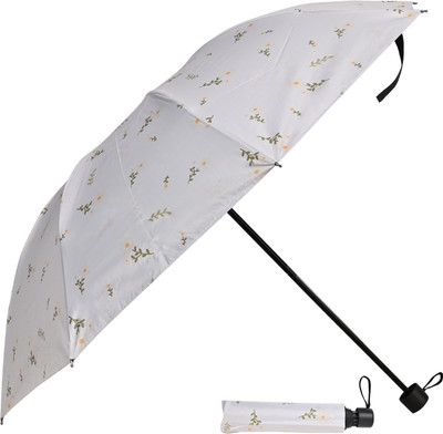 Umbrella mart 3 Fold Printed Rain Sun & UV Rays Protective Double Coated Manual Open Umbrella(Grey)