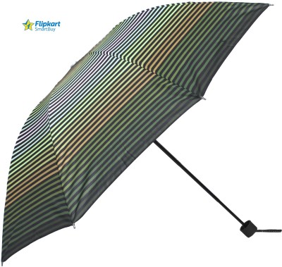 Flipkart SmartBuy 3 Fold Striped Printed Rain and Sun Protective Manual Umbrella(Green)