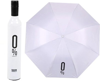 HEZKOL Wine Bottle Shape Mini Compact Foldable Umbrella with Plastic Case Umbrella(White)