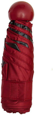 UNIQ Mini Umbrella in Case, Small Umbrella with Capsule Case 5 Folding Pocket Size Umbrella(Red)