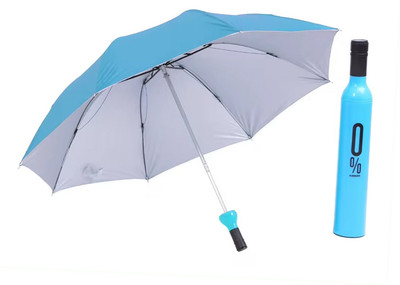 SBTs Top Quality Best Folding Umbrella Sunshade Wine Bottle Appearance Convenient Umbrella(Blue)