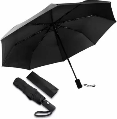 HomCartell Travel Folding Automatic Umbrella; Auto Open Close Button, Lightweight 10 Ribs Umbrella(Black)