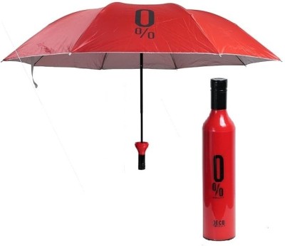 SBTs Double Layer Umbrella with Bottle Shape Cover Umbrella for UV & Rain Protection- Umbrella(Red)