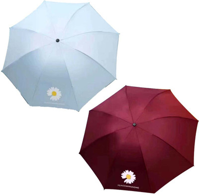 KEKEMI 3 Fold Manual UMB030C_21 Sun & Rain Umbrella(Blue, Maroon)