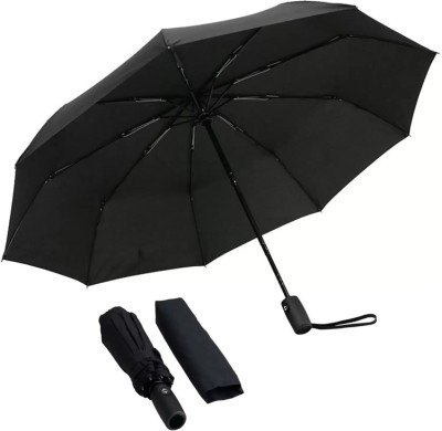 Excelanz Windproof Auto-Open Umbrella, 3-Fold Design with Carry Handle, Sun protection Umbrella(Black)