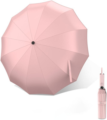 Anycho 40 Inch UV Coated Small Umbrella for Women with Auto Open and Close Umbrella(Pink)