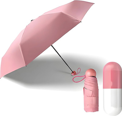 Neelmohi Portable Capsule Windproof Double Layer Light Pocket Size | UV Protection & Rain Umbrella(Pink)