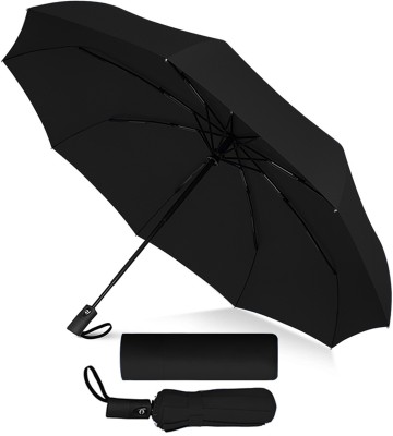 Senator 3Fold Fully Automatic Rain UV Protection Portable Foldable Travel Umbrella(Black)