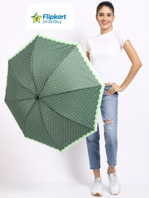 Flipkart SmartBuy 3 Fold Dot Printed Rain and Sun Protective Manual Open Umbrella(Green)