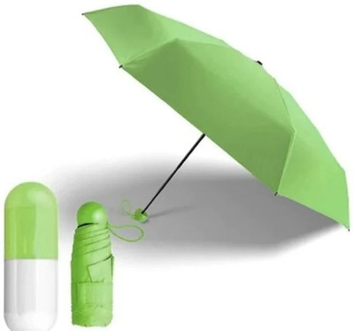 VERMAJI Portable Capsule Windproof Double Layer Light Pocket Size | UV Protection & Rain Umbrella(Green)