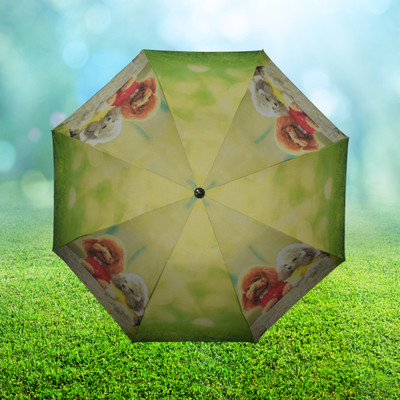 KEKEMI UMB034_02 3 Fold Manual Print Sun & Rain Umbrella(Green)