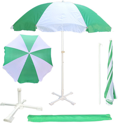 GREEN BIRD 7 Feet With Stand Garden Umbrella For Advertising And Sun Protection Garden Umbrella(White, Green)