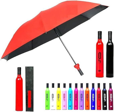 UNIQ WINE-Bottle Umbrella Folding Windproof Waterproof for Both Persons Multi-Color Umbrella(Multicolor)