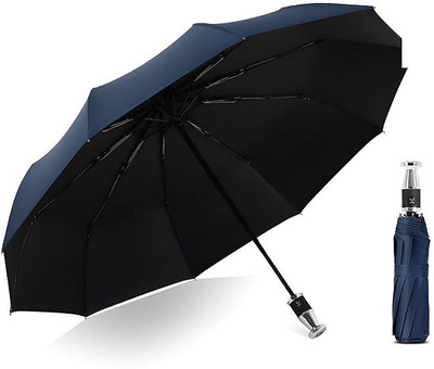 AshandRoh Umbrella Windproof Auto Open & Close,Collapsible Folding Small Compact Umbrella(Blue)