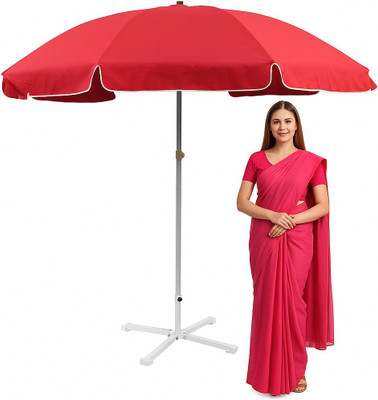 GREEN BIRD 7FT Garden Umbrella with Stand Adjustable Tilt Waterproof Outdoor Use Umbrella(Red)
