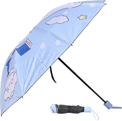 Umbrella mart 3 Fold Digital Printed Rain Sun & UV Rays Protective Manual Open Kids Umbrella(Blue)