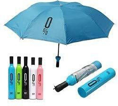 Garg Enterprises Umbrella with Plastic Wine Bottle Umbrella/Travel Unique Folding Umbrella Umbrella(Blue)
