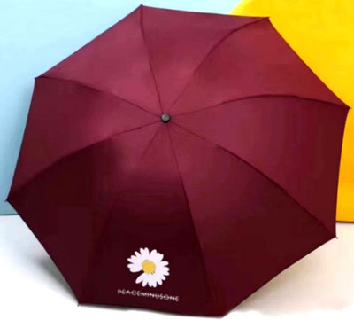 KEKEMI 3 fold Manual Plain Sun & Rain Umbrella(Maroon)