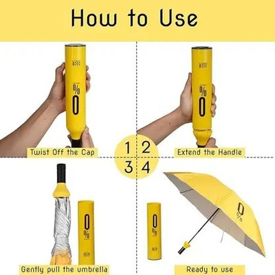 Anisom Double Layered Folding Portable Wine Bottle Umbrella(Yellow)
