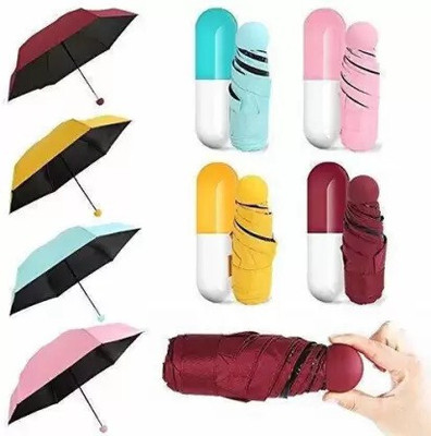 Neelmohi Travel Umbrella Windproof and UV Protection with Capsule Case Capsual Umbrella Umbrella(Multicolor)
