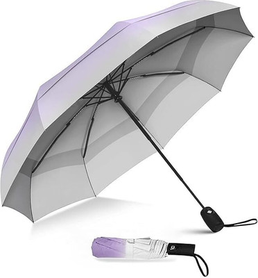 NILAMBER 2 fold Auto Open Polyester Men/Women UV Protection Monsoon/Rainy & Sun Umbrella Umbrella(Purple, Black)