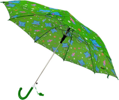 Rainpopson Cartoon Print Automatic Open Kids Umbrella 3 Year (j82) Umbrella(Green)