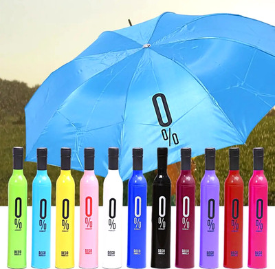 Lvnshika Enterprises Wine Bottle Shape Mini Compact Foldable Umbrella with Plastic Case Umbrella(Multicolor)