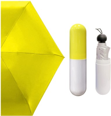 Augen Capsule Mini Travel Umbrella Foldable (UV Proof Windproof)- 1 Person Umbrella Umbrella(Yellow)