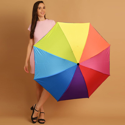 Umbrella mart 3 Fold Printed Rain and Sun Protective Manual Open Umbrella(Multicolor)