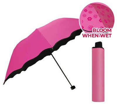 INFISPACE Umbrella 23 Inch Large Size 3-Fold Umbrella,Magenta Color|Sun & Rain Umbrella(Pink)